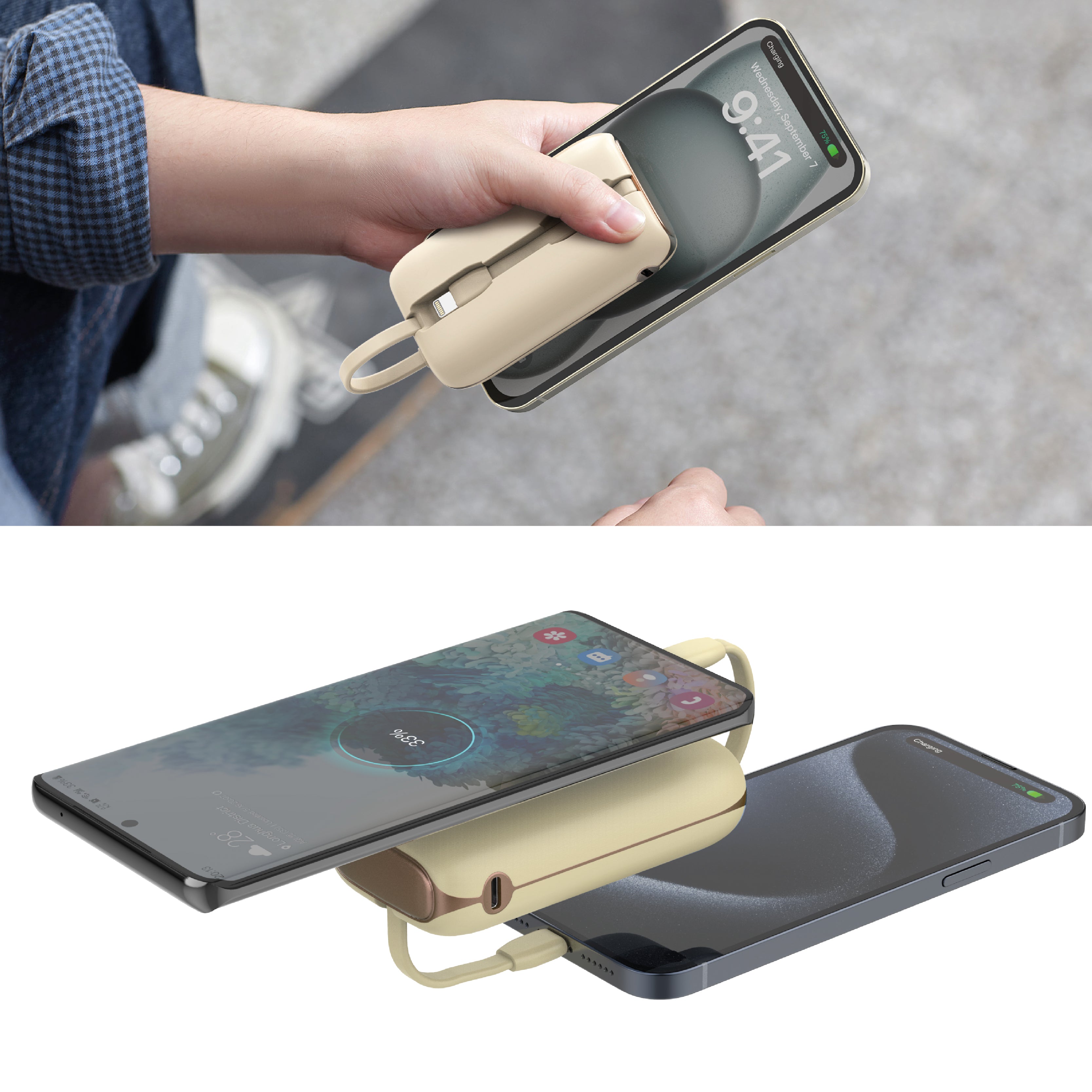 LZEL Quadra Energia X Station 10000mAh Charging Station Built In Cable Lightning And Type-C | Yellow LZEL Quadra Energia X Station 10000mAh Charging Station Built In Cable Lightning And Type-C | Yellow